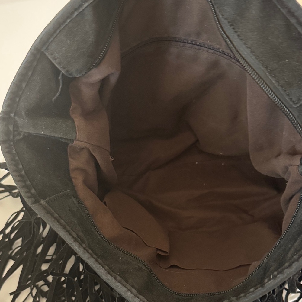 Fringe Black Shoulder Bag - Picture 2 of 4